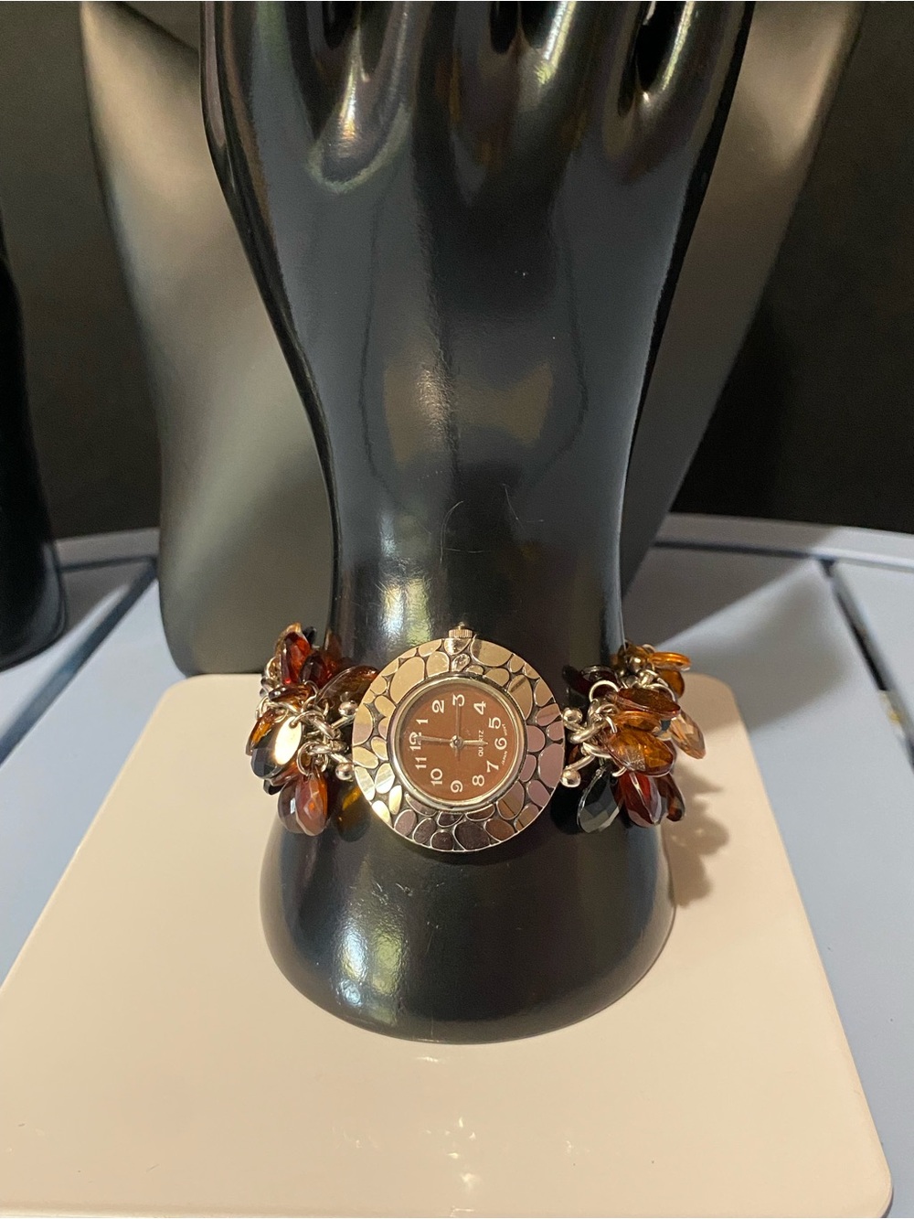 Vintage Stainless Steel Deep Brown Red Bracelet Women’s Watch